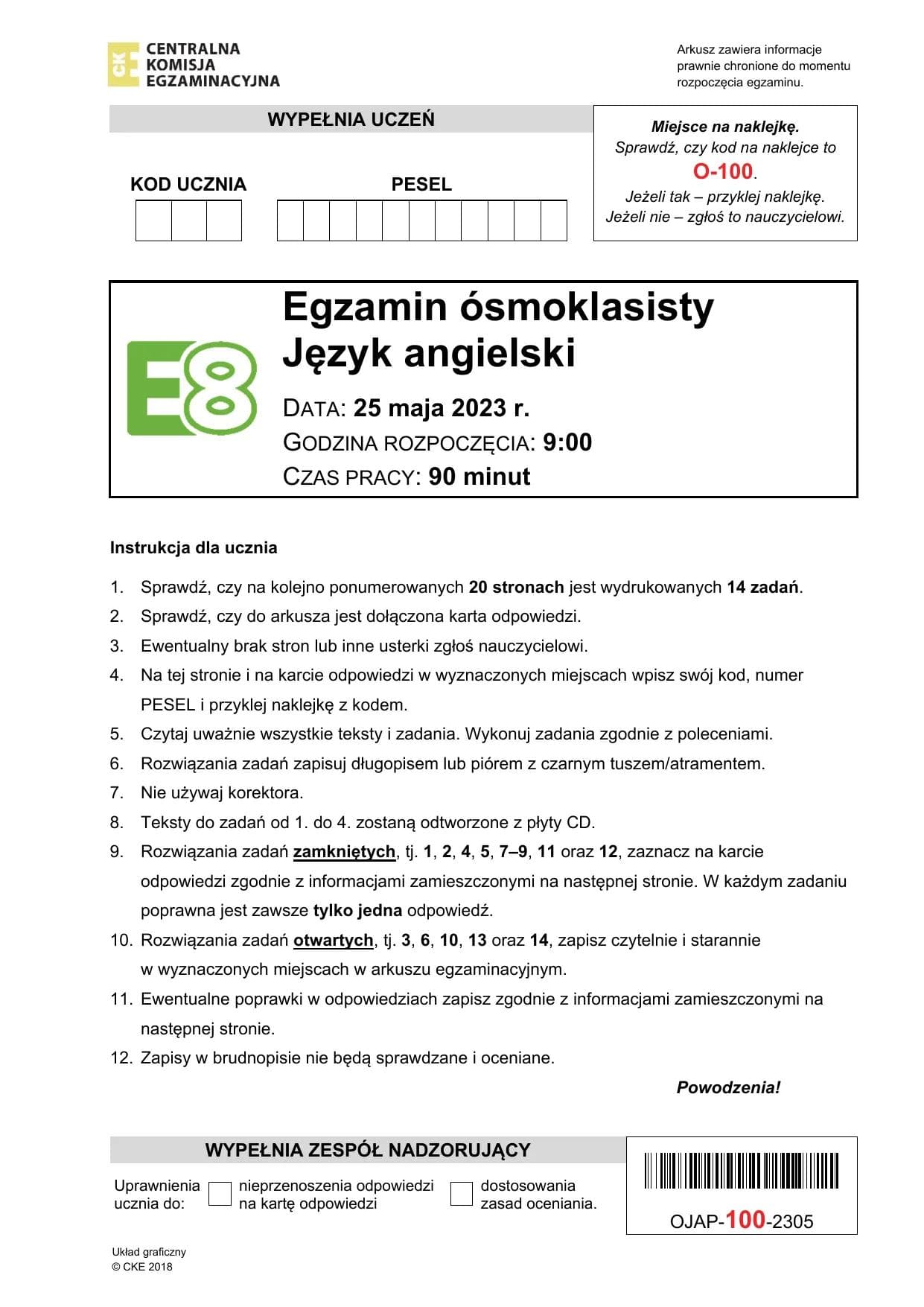 Język angielski — Maj 2023
