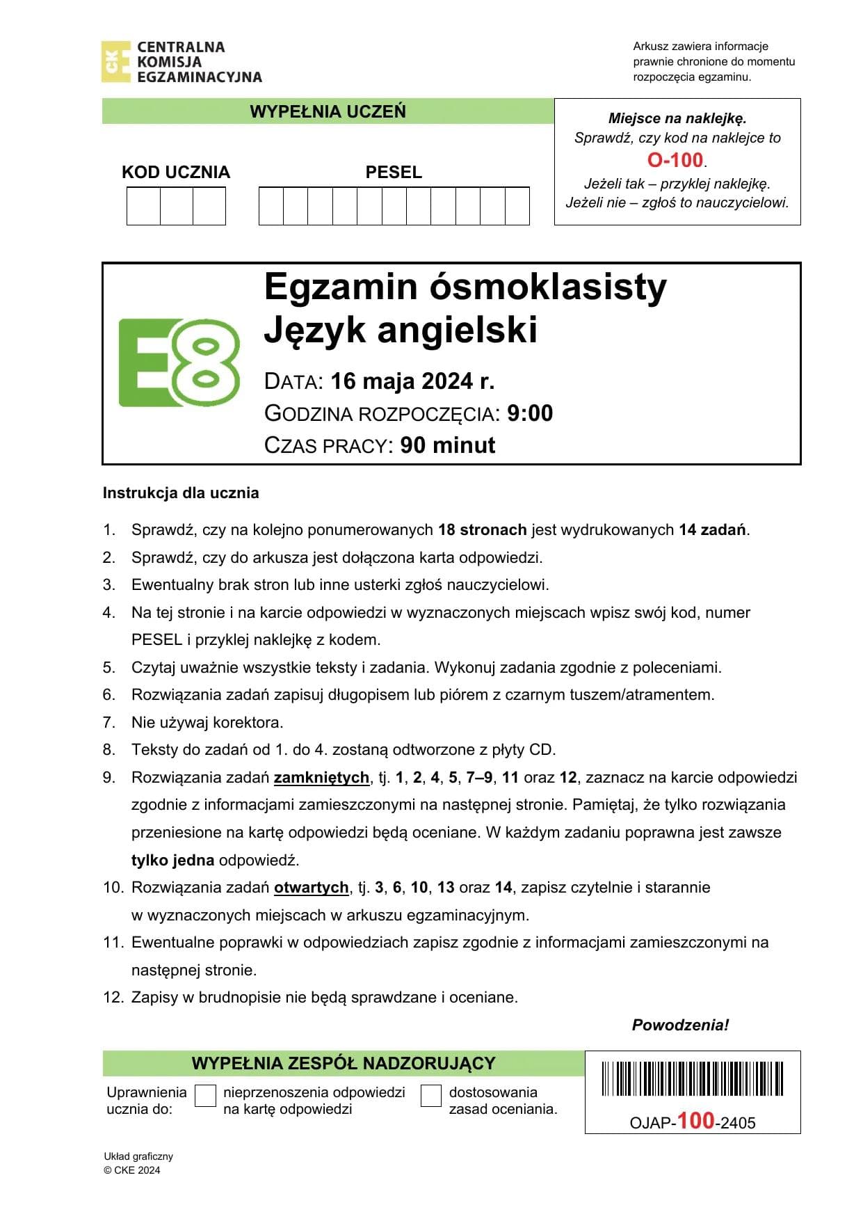 Język angielski — Maj 2024