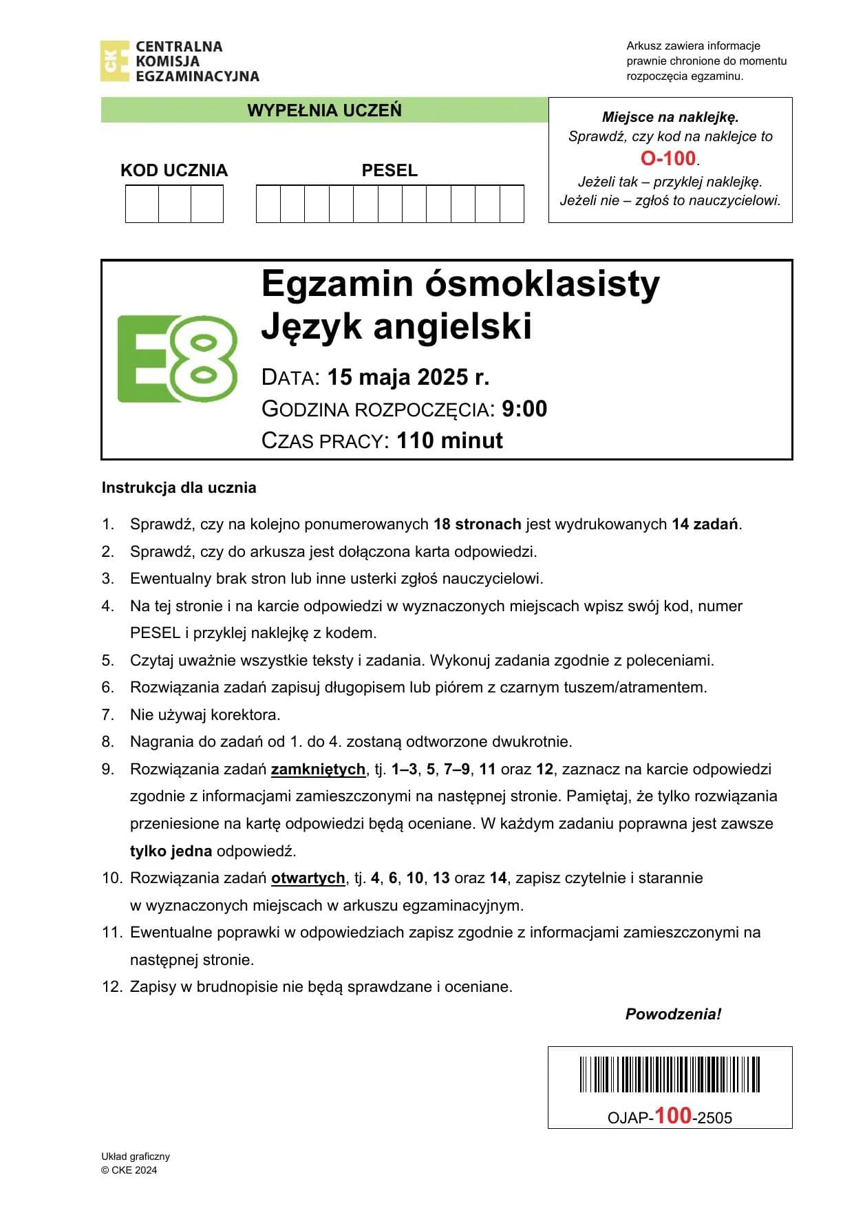 Język angielski — Maj 2025